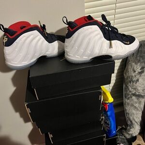 Kids White and Navy Shoes